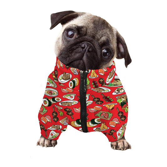 Japanese Food Pattern Print Dog Zip Up Jacket