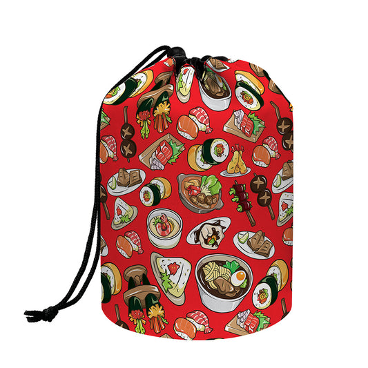Japanese Food Pattern Print Drawstring Makeup Bag