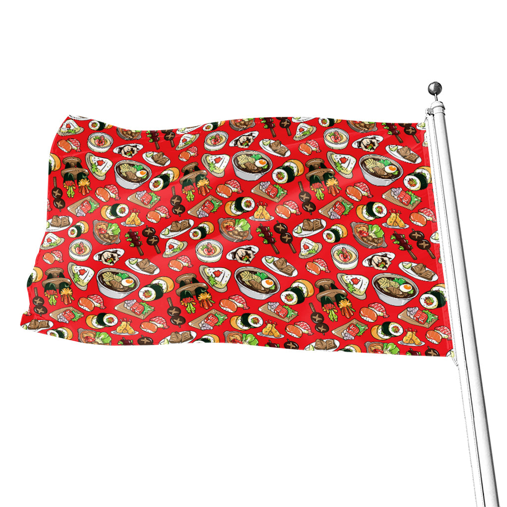 Japanese Food Pattern Print Flag