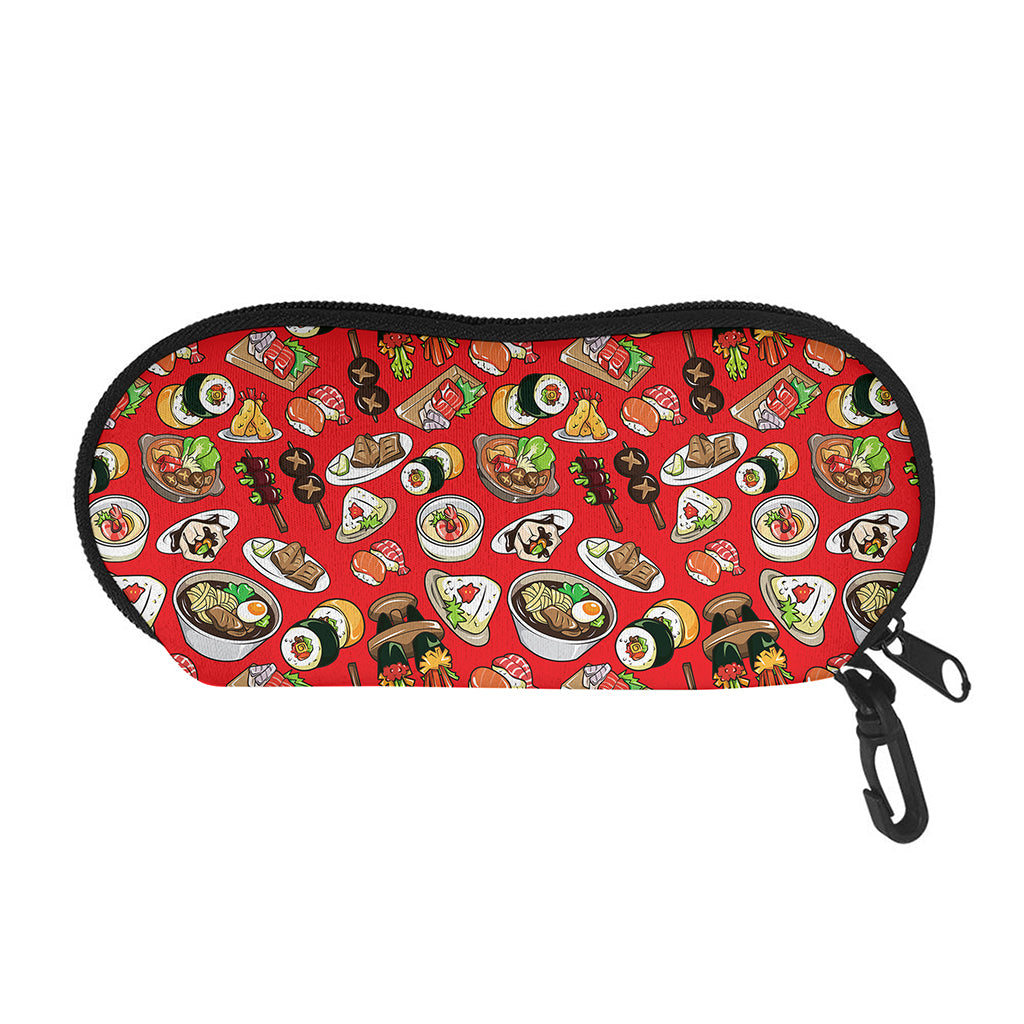 Japanese Food Pattern Print Glasses Case