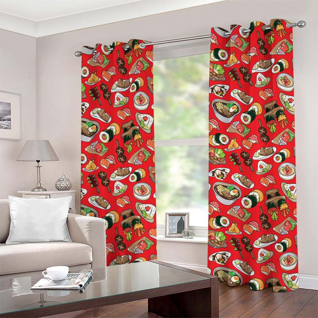 Japanese Food Pattern Print Grommet Curtains