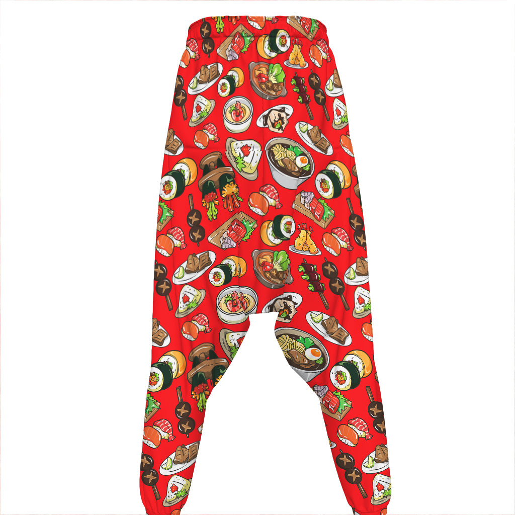 Japanese Food Pattern Print Hammer Pants