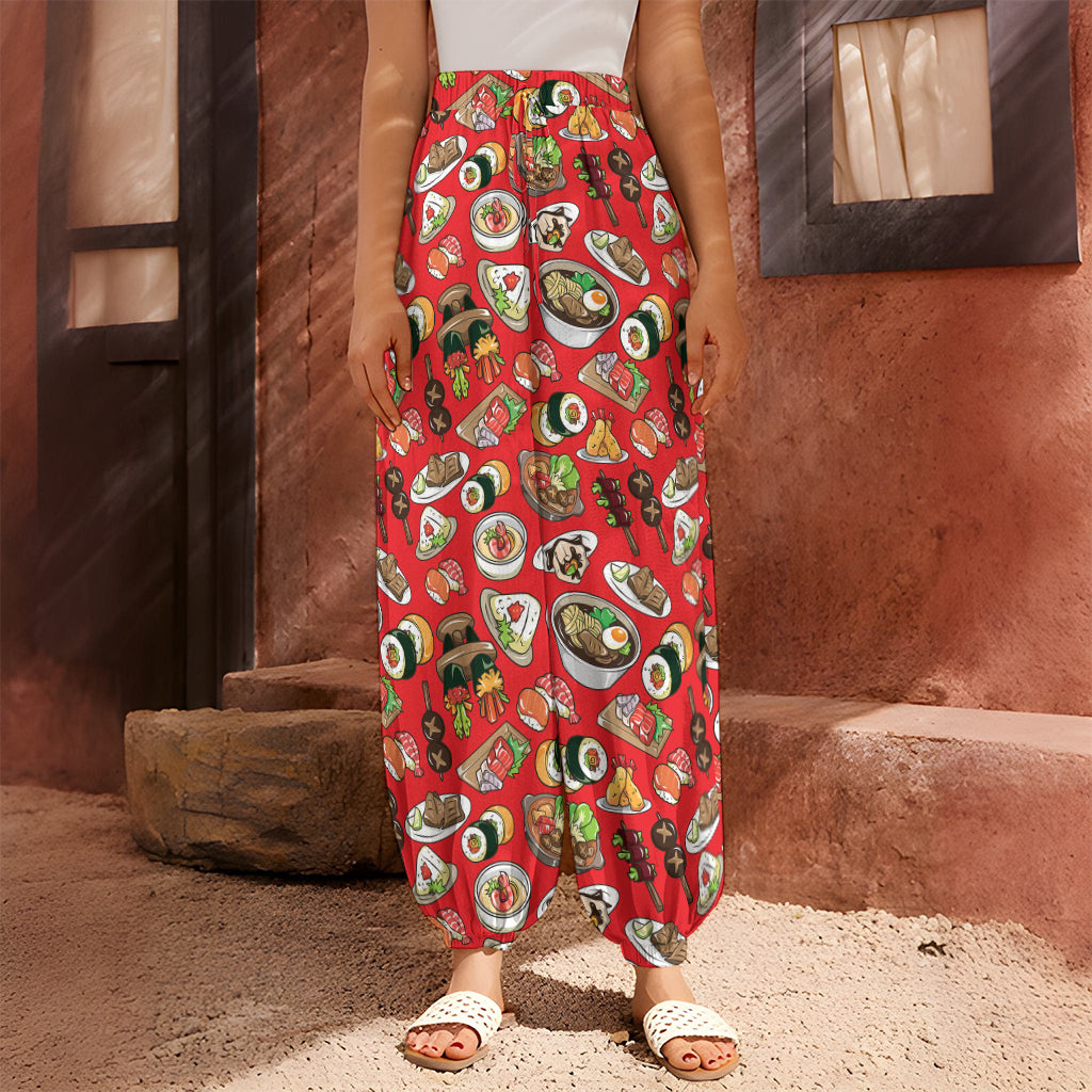 Japanese Food Pattern Print Harem Pants