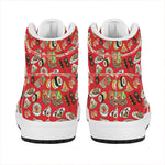 Japanese Food Pattern Print High Top Leather Sneakers