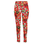Japanese Food Pattern Print High-Waisted Pocket Leggings