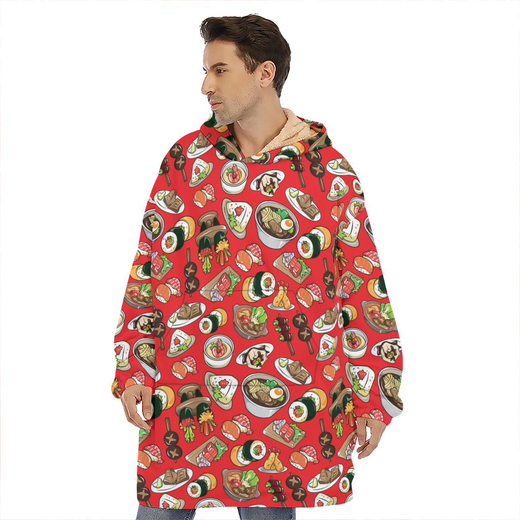 Japanese Food Pattern Print Hoodie Blanket