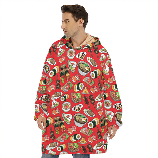 Japanese Food Pattern Print Hoodie Blanket