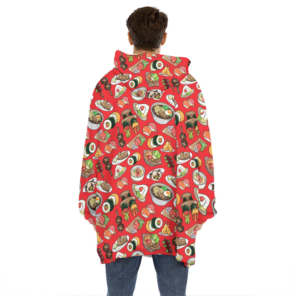 Japanese Food Pattern Print Hoodie Blanket