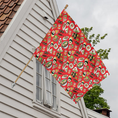 Japanese Food Pattern Print House Flag