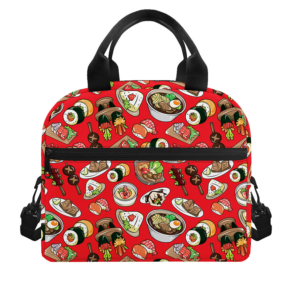 Japanese Food Pattern Print Insulated Lunch Bag