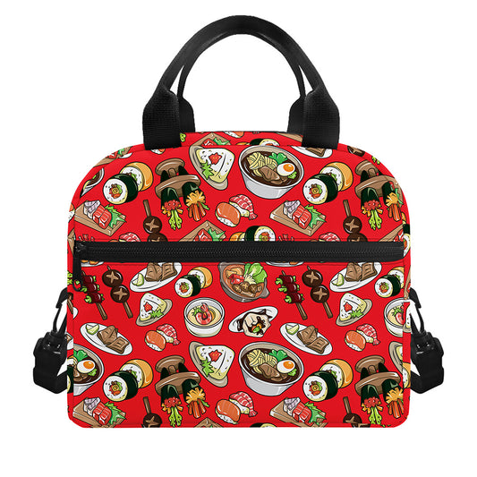 Japanese Food Pattern Print Insulated Lunch Bag