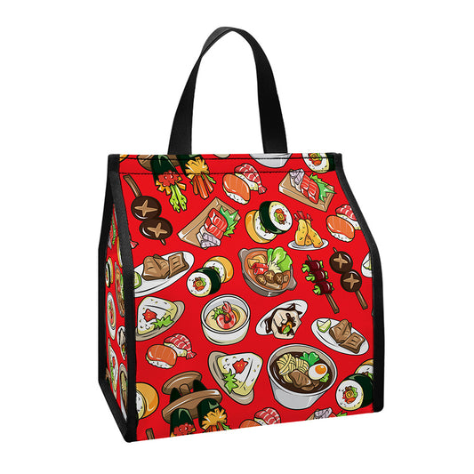 Japanese Food Pattern Print Insulated Lunch Tote