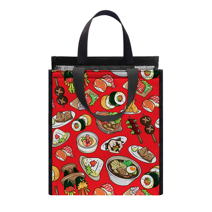Japanese Food Pattern Print Insulated Lunch Tote