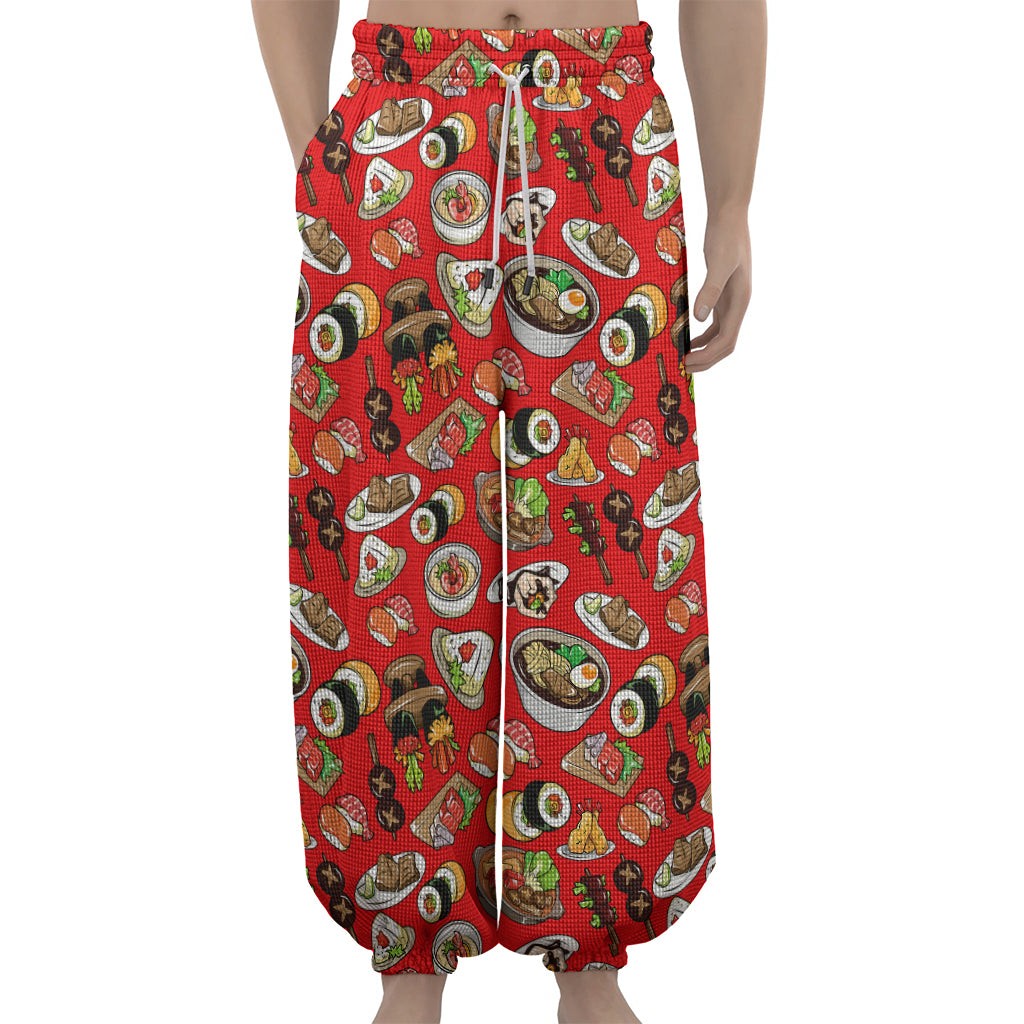Japanese Food Pattern Print Lantern Pants