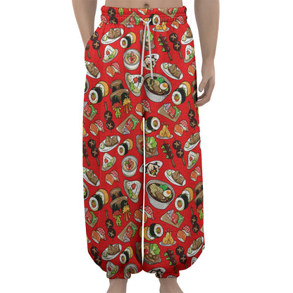 Japanese Food Pattern Print Lantern Pants