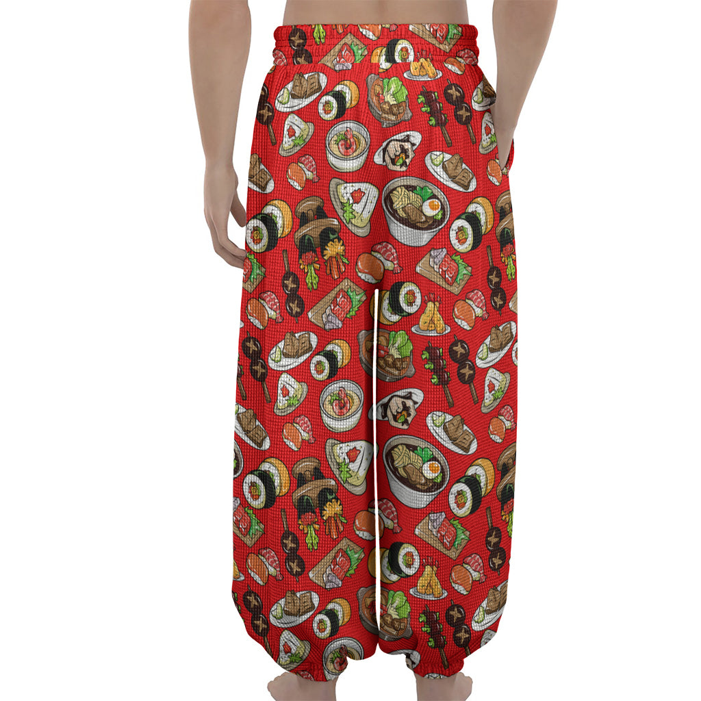 Japanese Food Pattern Print Lantern Pants