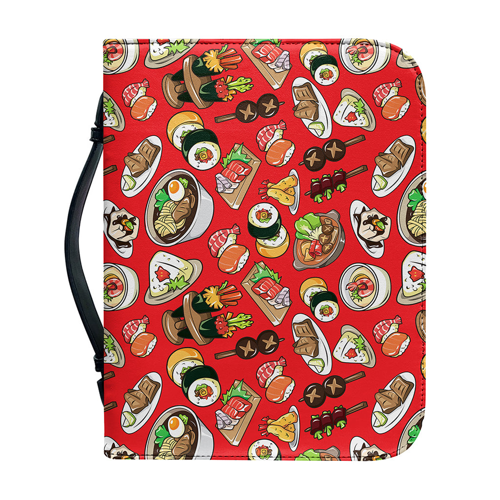 Japanese Food Pattern Print Leather Bible Cover