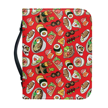 Japanese Food Pattern Print Leather Bible Cover
