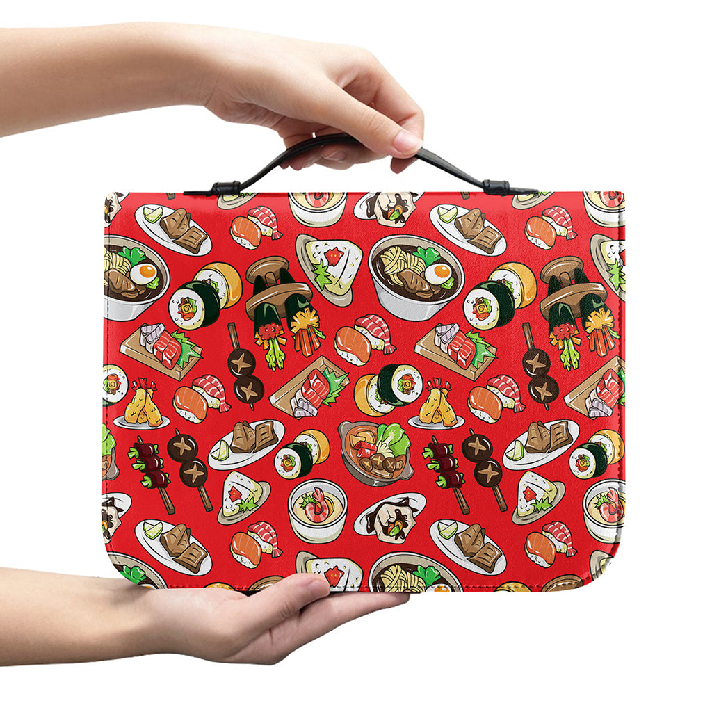 Japanese Food Pattern Print Leather Bible Cover