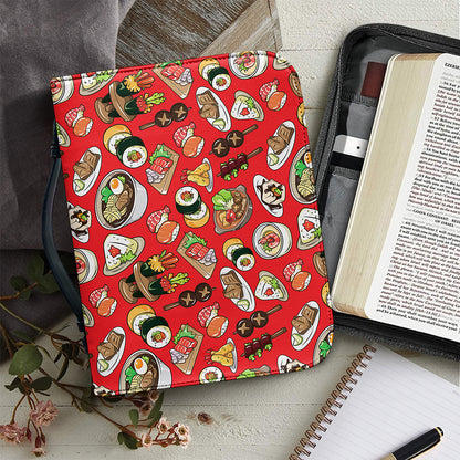 Japanese Food Pattern Print Leather Bible Cover