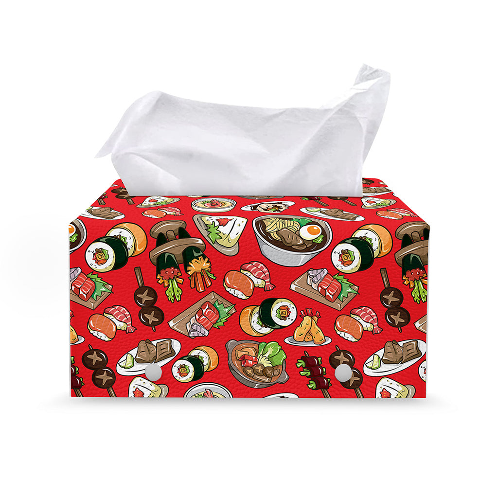 Japanese Food Pattern Print Leather Tissue Box Cover