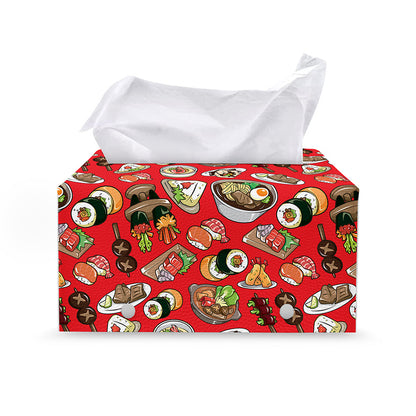Japanese Food Pattern Print Leather Tissue Box Cover