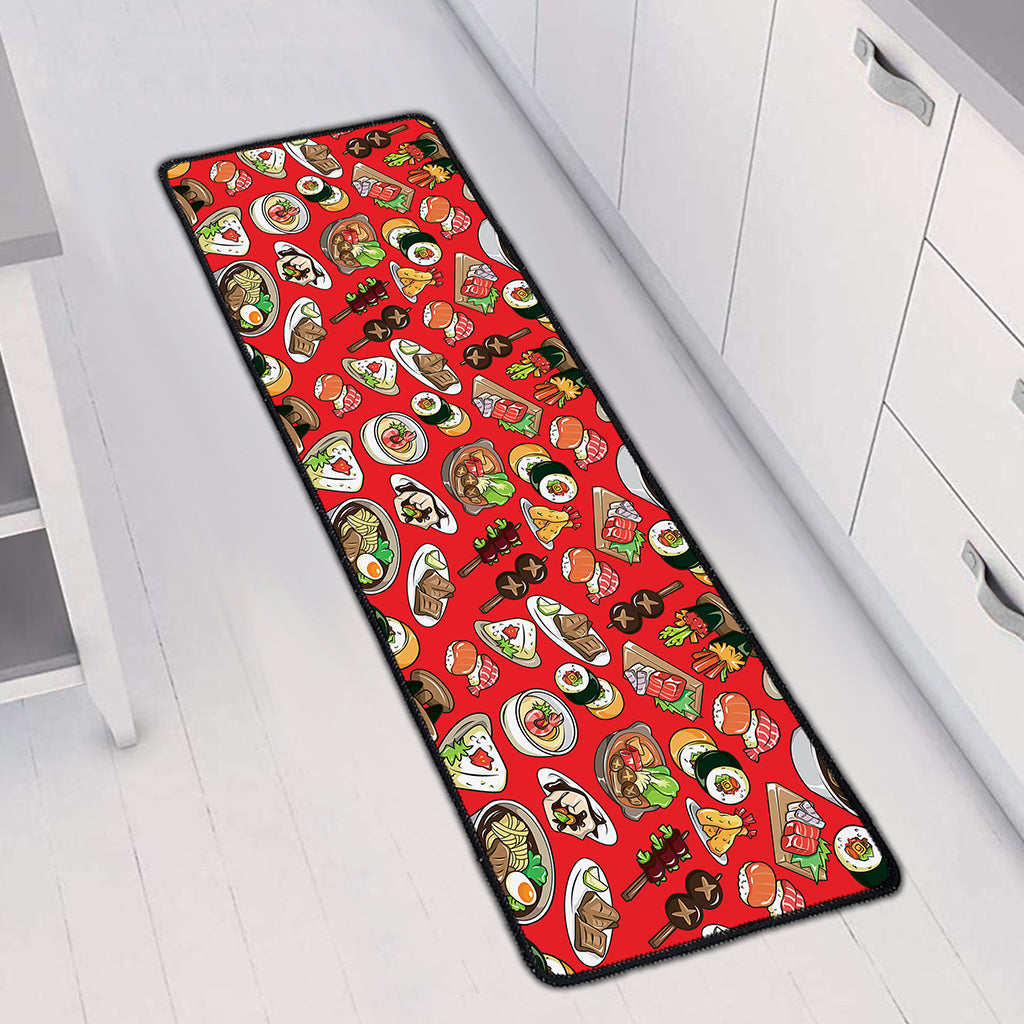 Japanese Food Pattern Print Long Kitchen Mat