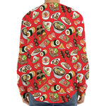 Japanese Food Pattern Print Long Sleeve Baseball Jersey