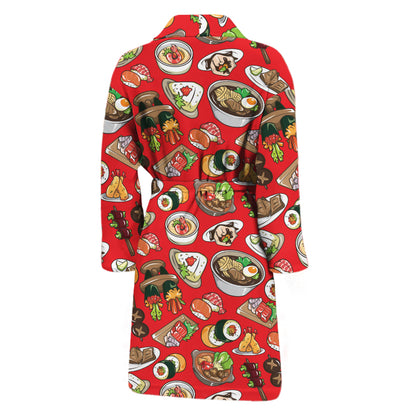 Japanese Food Pattern Print Men's Bathrobe