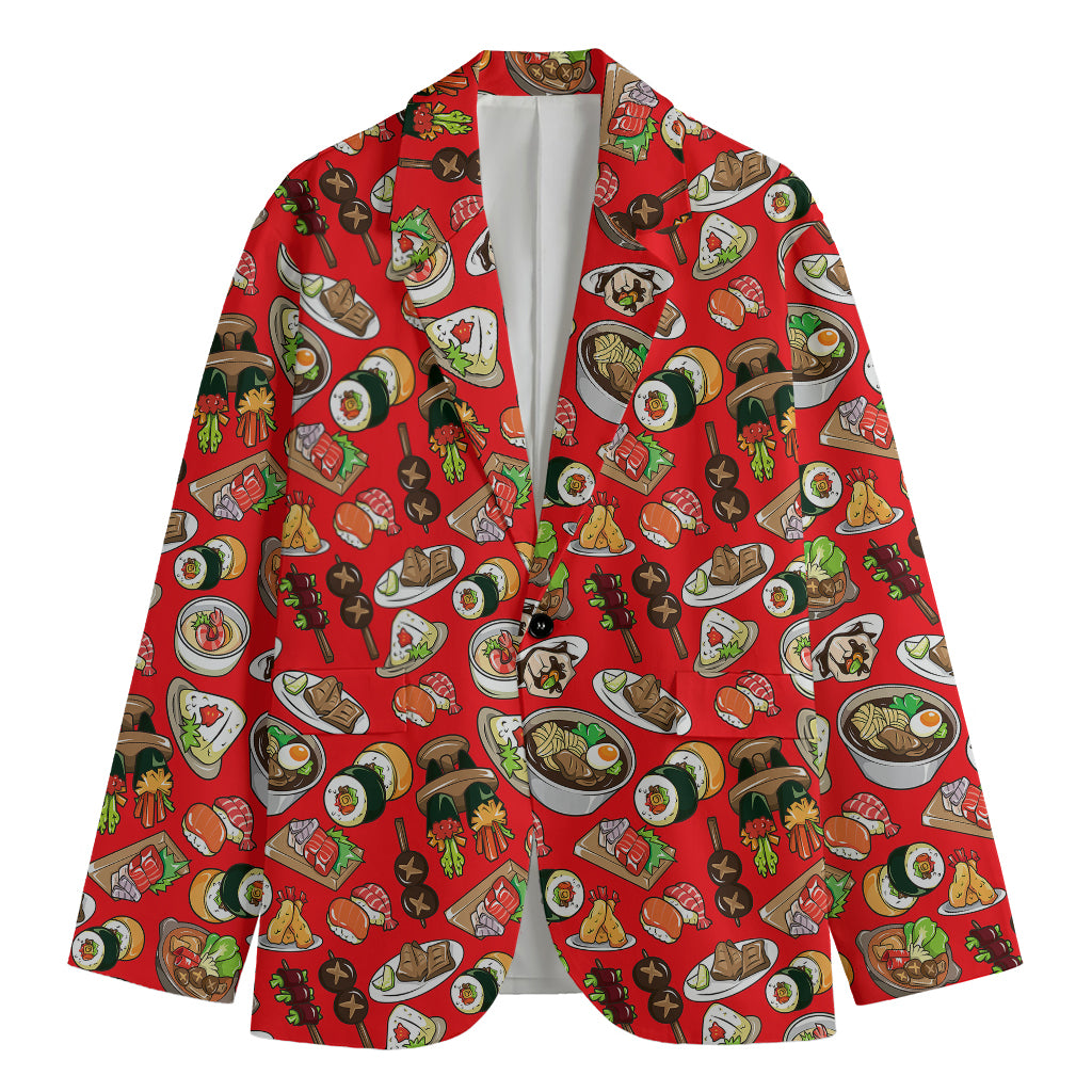 Japanese Food Pattern Print Men's Blazer