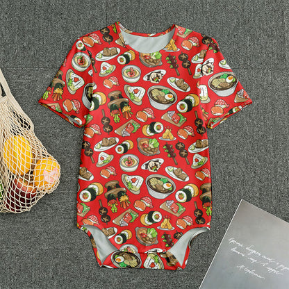Japanese Food Pattern Print Men's Bodysuit