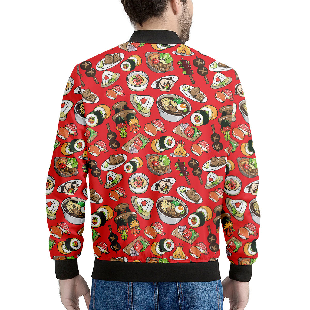 Japanese Food Pattern Print Men's Bomber Jacket