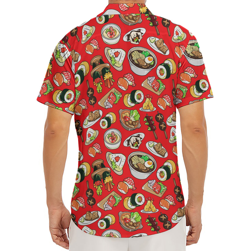 Japanese Food Pattern Print Men's Deep V-Neck Shirt