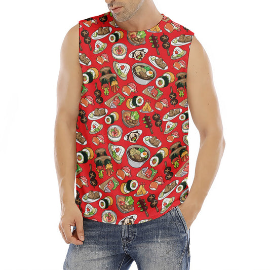 Japanese Food Pattern Print Men's Fitness Tank Top