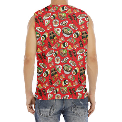 Japanese Food Pattern Print Men's Fitness Tank Top