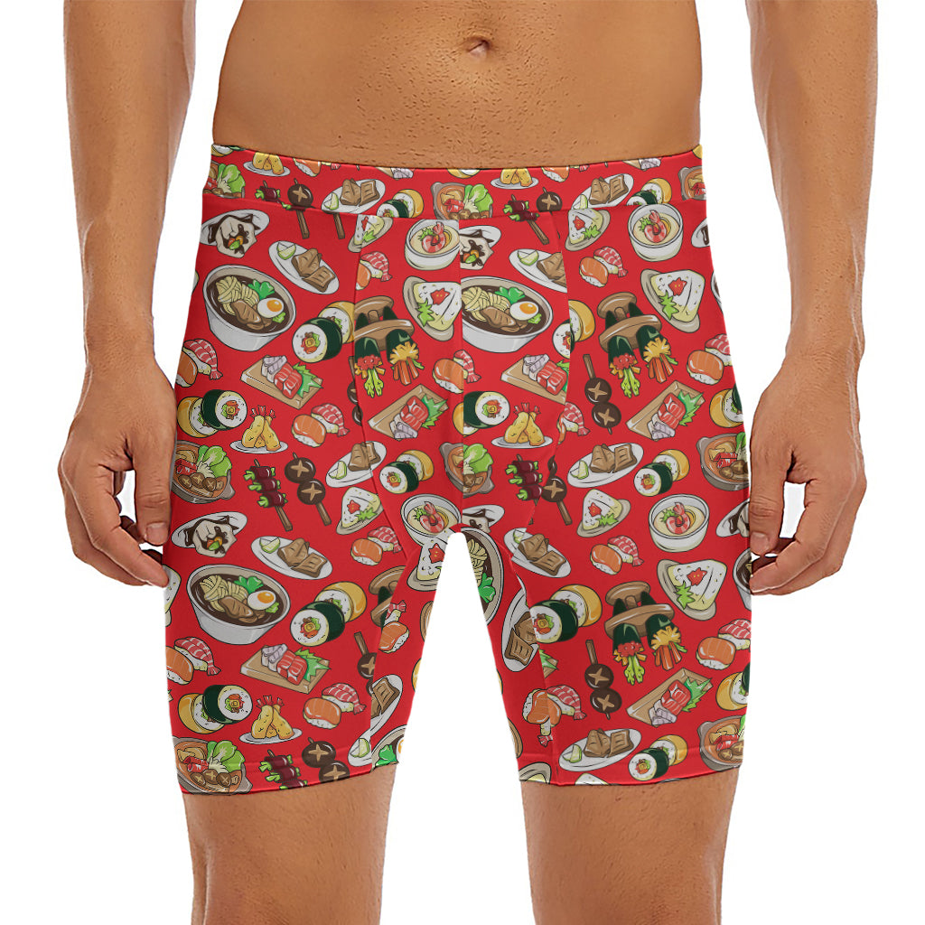 Japanese Food Pattern Print Men's Long Boxer Briefs