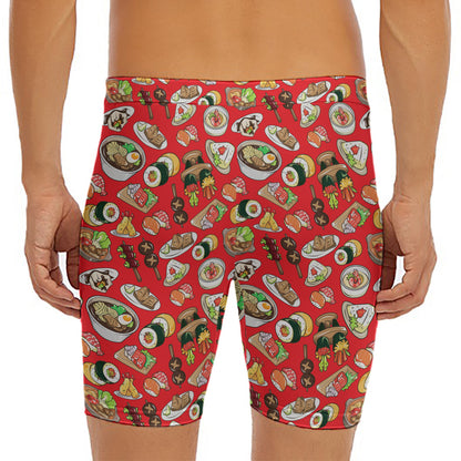 Japanese Food Pattern Print Men's Long Boxer Briefs