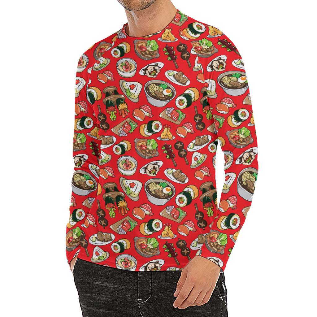 Japanese Food Pattern Print Men's Long Sleeve Rash Guard