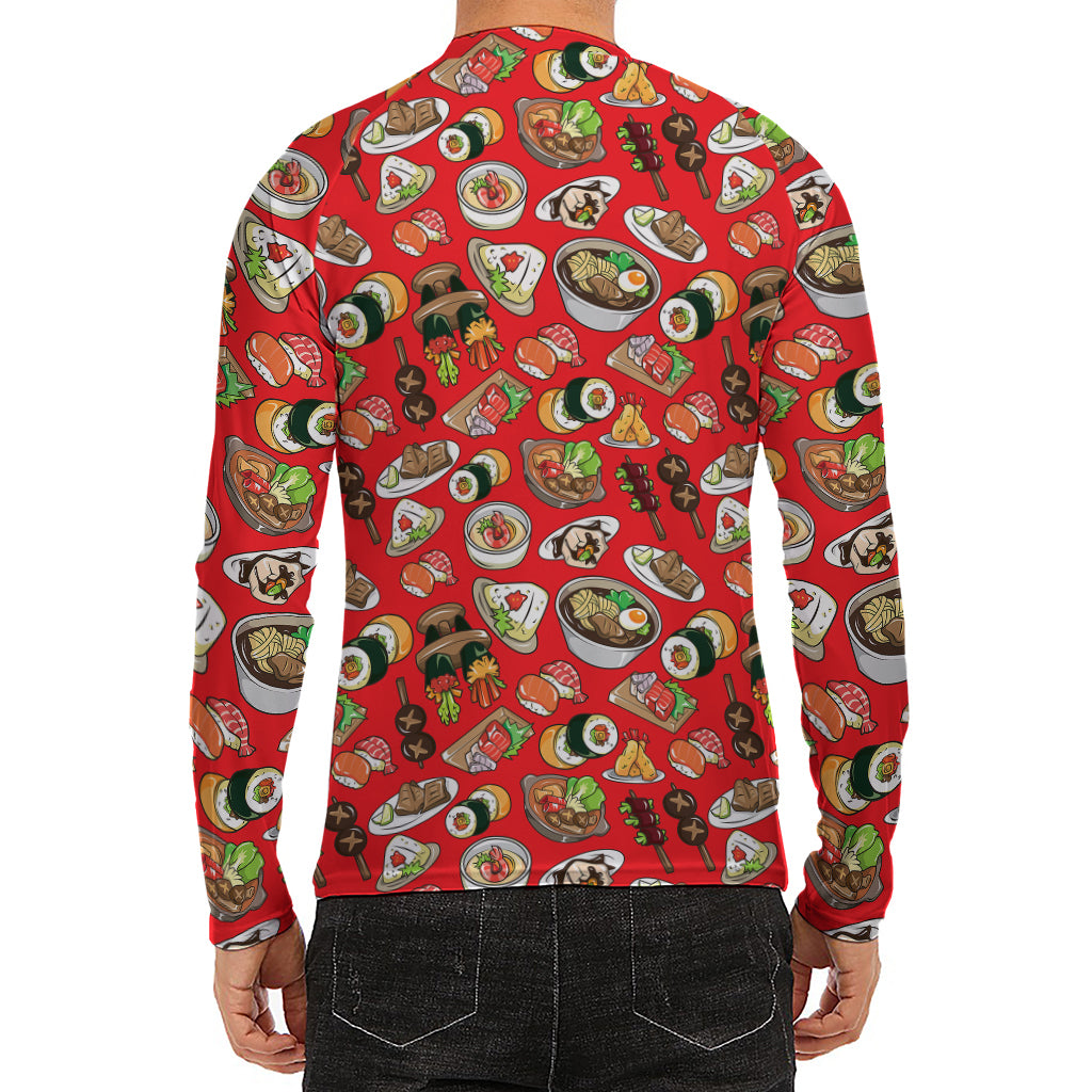Japanese Food Pattern Print Men's Long Sleeve Rash Guard