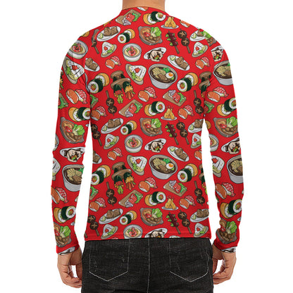 Japanese Food Pattern Print Men's Long Sleeve Rash Guard