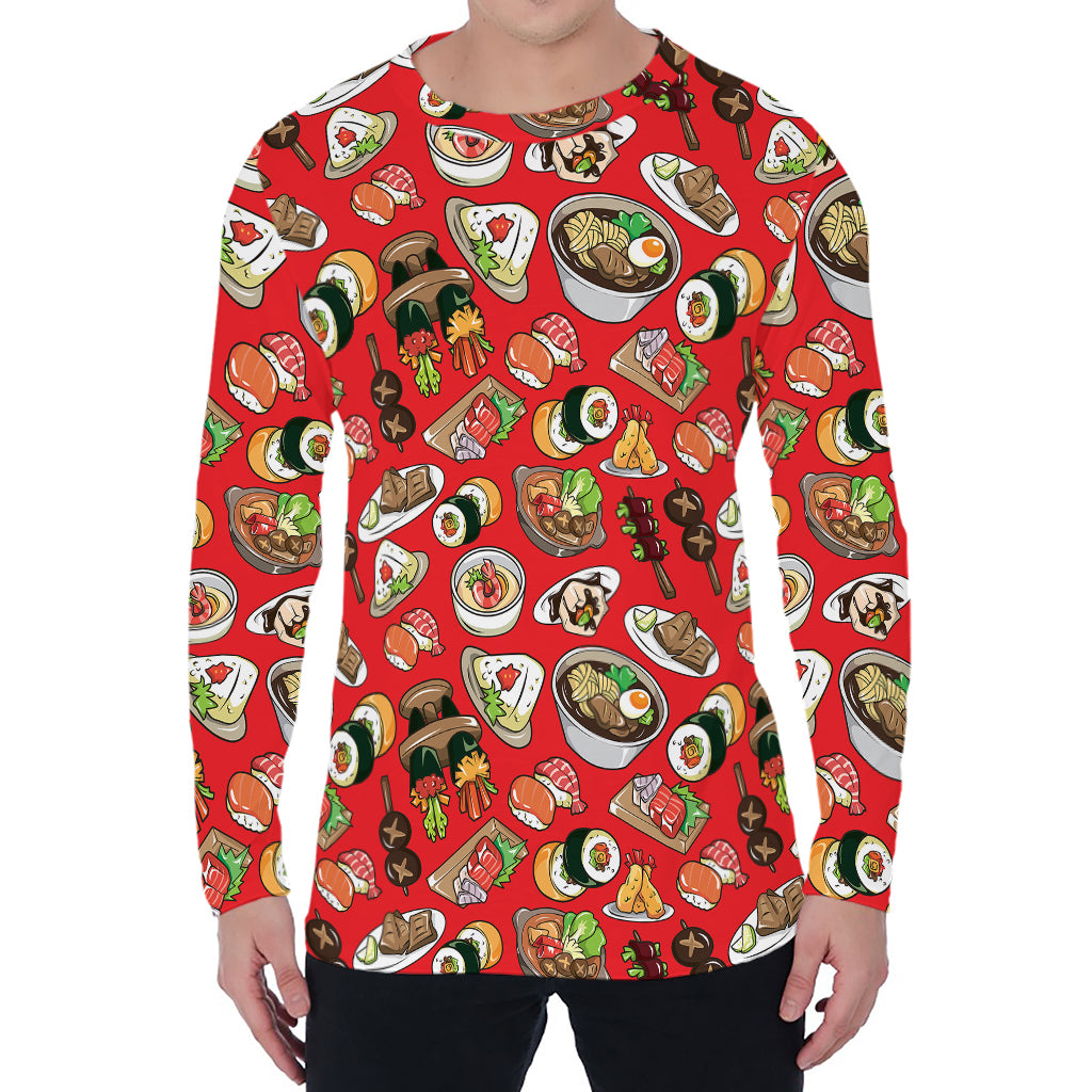 Japanese Food Pattern Print Men's Long Sleeve T-Shirt