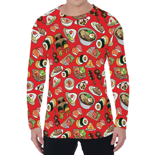 Japanese Food Pattern Print Men's Long Sleeve T-Shirt