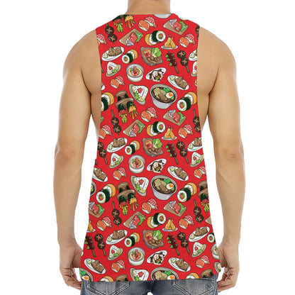Japanese Food Pattern Print Men's Muscle Tank Top