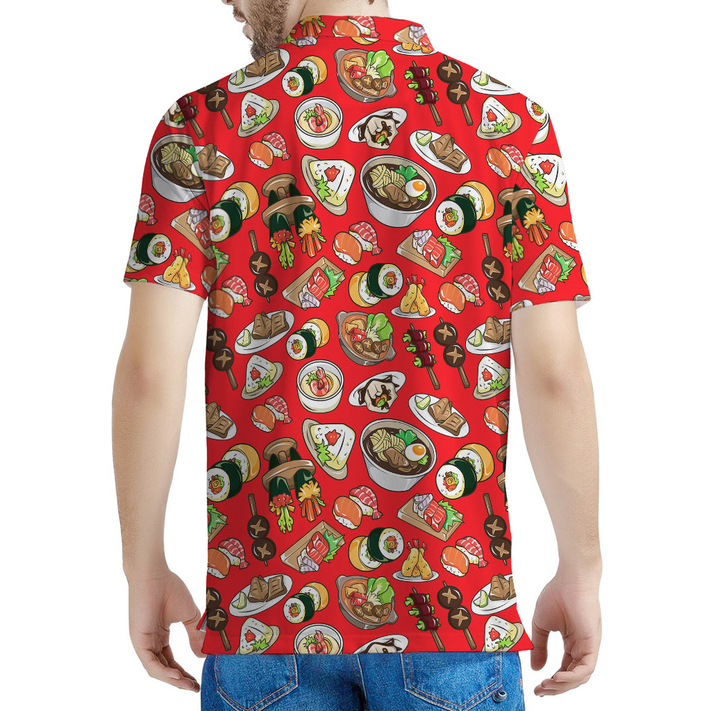 Japanese Food Pattern Print Men's Polo Shirt