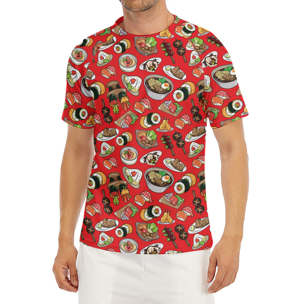 Japanese Food Pattern Print Men's Short Sleeve Rash Guard