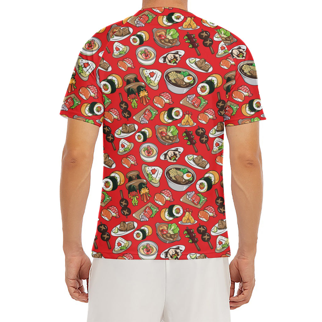 Japanese Food Pattern Print Men's Short Sleeve Rash Guard