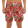 Japanese Food Pattern Print Men's Split Running Shorts