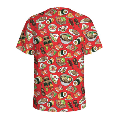 Japanese Food Pattern Print Men's Sports T-Shirt