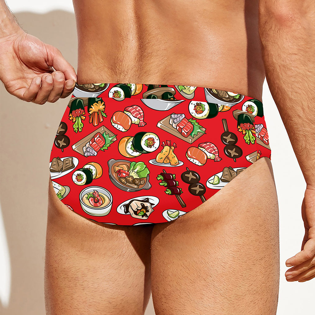 Japanese Food Pattern Print Men's Swim Briefs