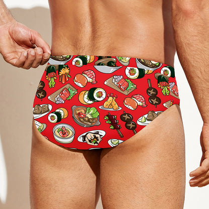 Japanese Food Pattern Print Men's Swim Briefs